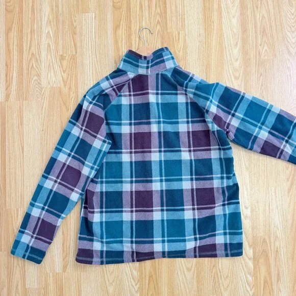 Eddie Bauer ¼ Zip Plaid Fleece Pullover Women’s Large - Picture 2 of 5